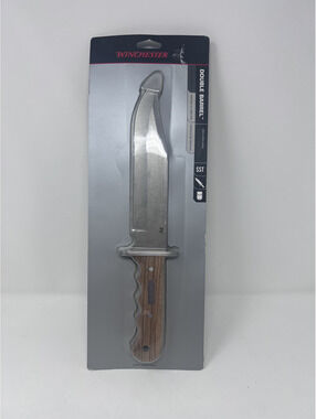 Winchester Double Barrel Fixed Blade 8" Knife with Zebra Wood Handle